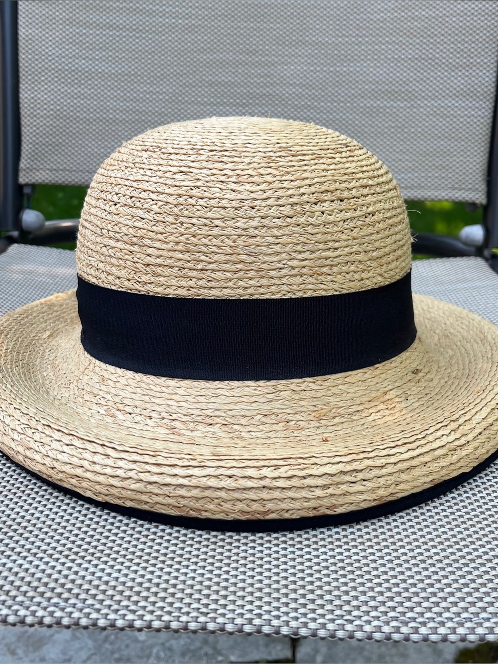 Woven Straw Hat with Black Band